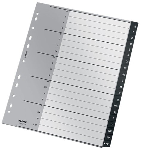 12190000 Przekładki Recycle, A - Z, A4, PP Leitz czarne