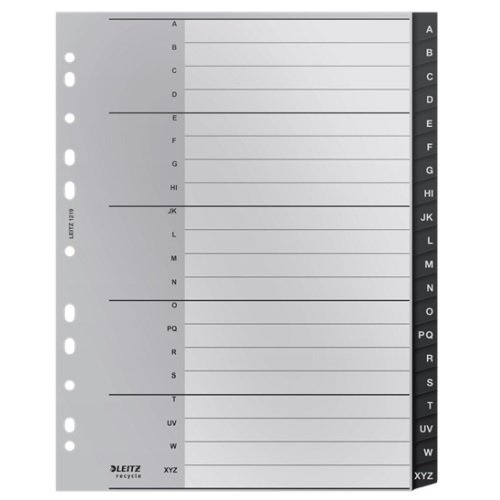 12190000 Przekładki Recycle, A - Z, A4, PP Leitz czarne - obrazek 2