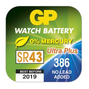 Bateria do zegarkow SR43 386 1.55V GP kartonik 10 pack na bazie tlenku srebra