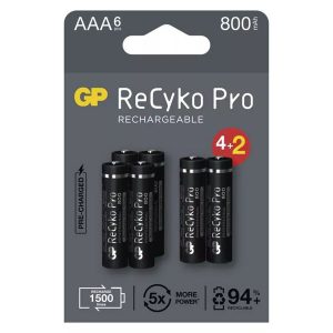 Akumulatorki AAA HR03 1.2V 800 mAh GP kartonik 6 pack ReCyko Pro