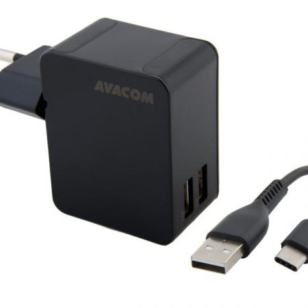 Zasilacz  sieciowy adapter Avacom 17W 2 portowy USB A kabel USB C