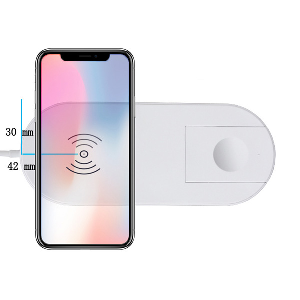 ładowarka bezprzewodowa 2 w 1 do telefonow i Apple Watch biała 5V 10W Qi - obrazek 3