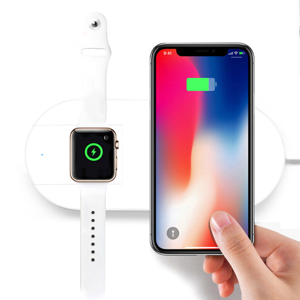 ładowarka bezprzewodowa 2 w 1 do telefonow i Apple Watch biała 5V 10W Qi - obrazek 4