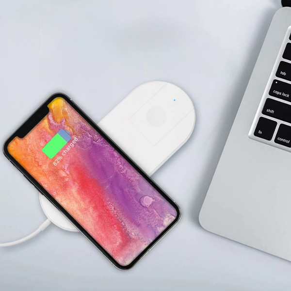 ładowarka bezprzewodowa 2 w 1 do telefonow i Apple Watch biała 5V 10W Qi - obrazek 5