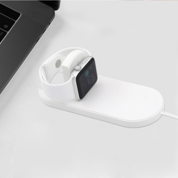 ładowarka bezprzewodowa 2 w 1 do telefonow i Apple Watch biała 5V 10W Qi - obrazek 7