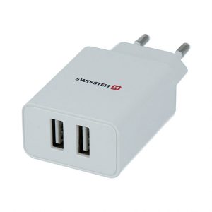 Zasilacz  sieciowy adapter SWISSTEN 10W 2 portowy USB A kabel Lightning Mfi Smart IC