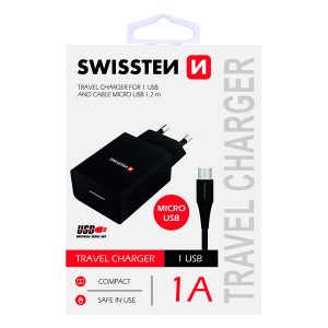 Zasilacz  sieciowy adapter SWISSTEN 5W 1 port USB A kabel microUSB