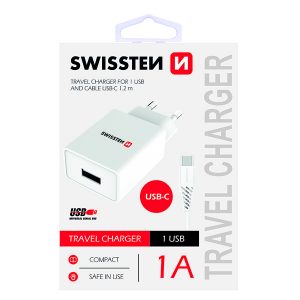 Zasilacz  sieciowy adapter SWISSTEN 5W 1 port USB A kabel USB C