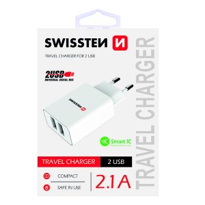 Zasilacz  sieciowy adapter SWISSTEN 10W 2 portowy USB A Smart IC