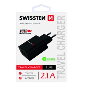 Zasilacz  sieciowy adapter SWISSTEN 10W 2 portowy USB A Smart IC