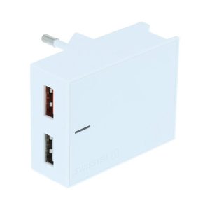 Zasilacz  sieciowy adapter SWISSTEN 23W 2 portowy USB A podstawka  stojak na telefon
