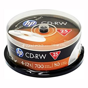 HP CD RW CWE00019 3 69313 25 pack 700MB 4 12x 80min. 12cm bez możliwości nadruku cake box do archiwizacji danych