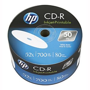 HP CD R CRE00070WIP 3 69301 Printable 50 pack 700MB 52x 80min. 12cm bulk do archiwizacji danych