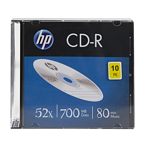 HP CD R CRE00085 3 69310 10 pack 700MB 52x 80min. 12cm bez możliwości nadruku slim case do archiwizacji danych