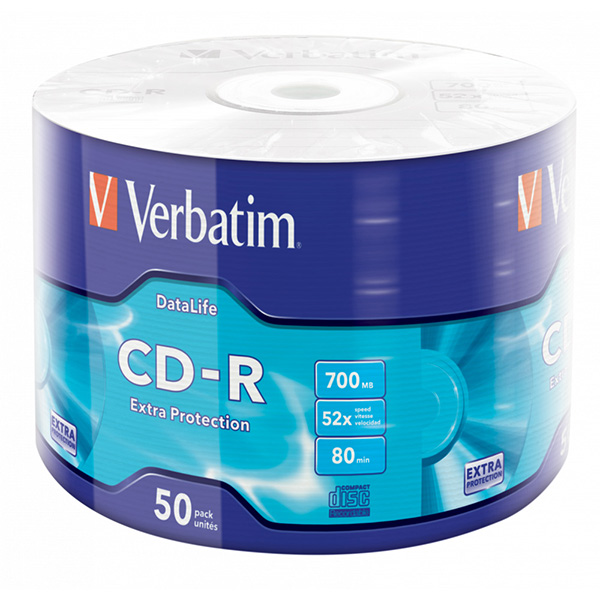Verbatim CD R 43787 Extra Protection 50 pack 700MB 52x 80min. 12cm bez możliwości nadruku wrap do archiwizacji danych