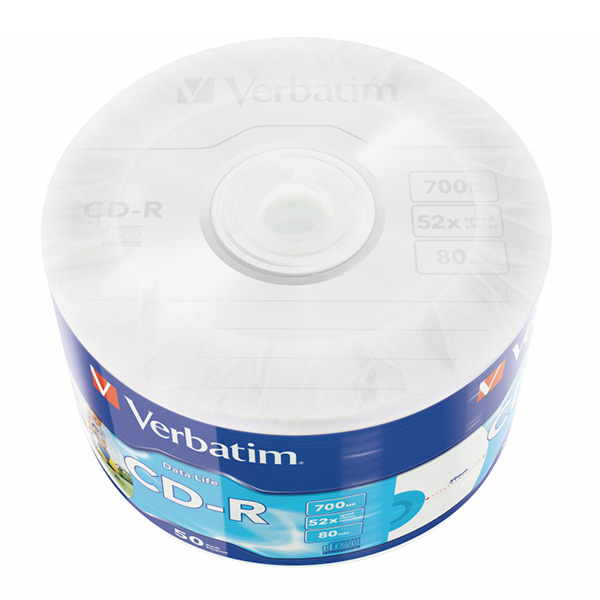 Verbatim CD R 43794 Inkjet Printable 50 pack 700MB 50x 80min. 12cm wrap do archiwizacji danych - obrazek 2