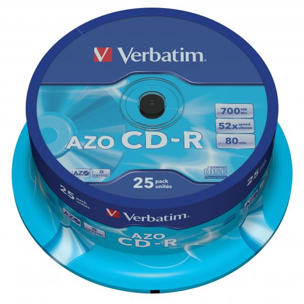 Verbatim CD R 43352 AZO Crystal 25 pack 700MB 52x 80min. 12cm bez możliwości nadruku cake box do archiwizacji danych - obrazek 3