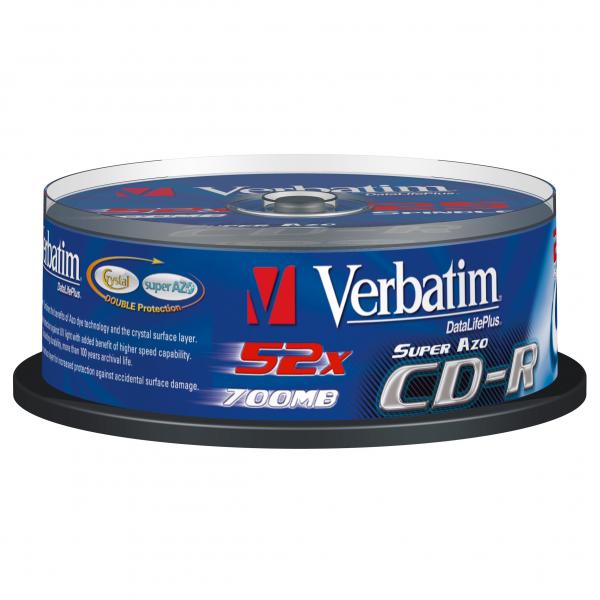 Verbatim CD R 43352 AZO Crystal 25 pack 700MB 52x 80min. 12cm bez możliwości nadruku cake box do archiwizacji danych - obrazek 5