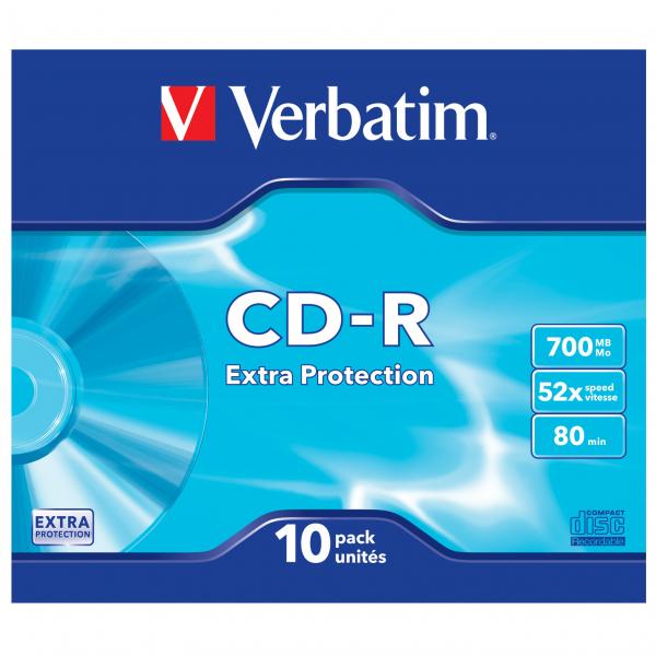 Verbatim CD R 43415 Extra Protection 10 pack 700MB 52x 80min. 12cm bez możliwości nadruku slim box PROMO do archiwizacj - obrazek 2