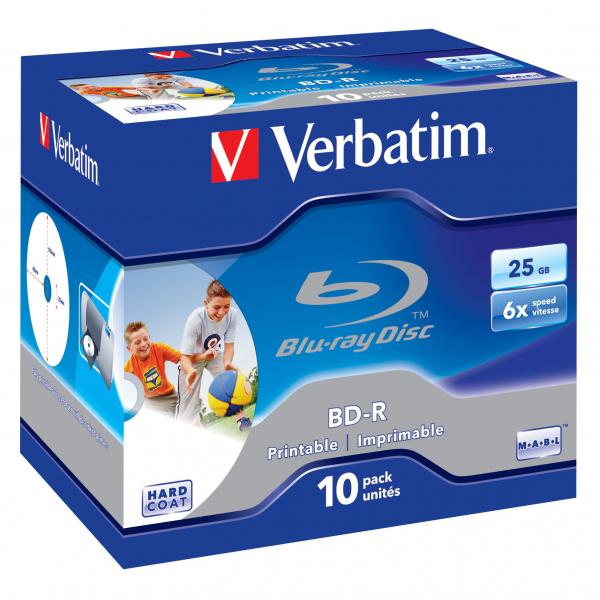 Verbatim BD R Single Layer Printable ScratchGuard Plus 25GB jewel box 43713 6x 10 pack do archiwizacji danych