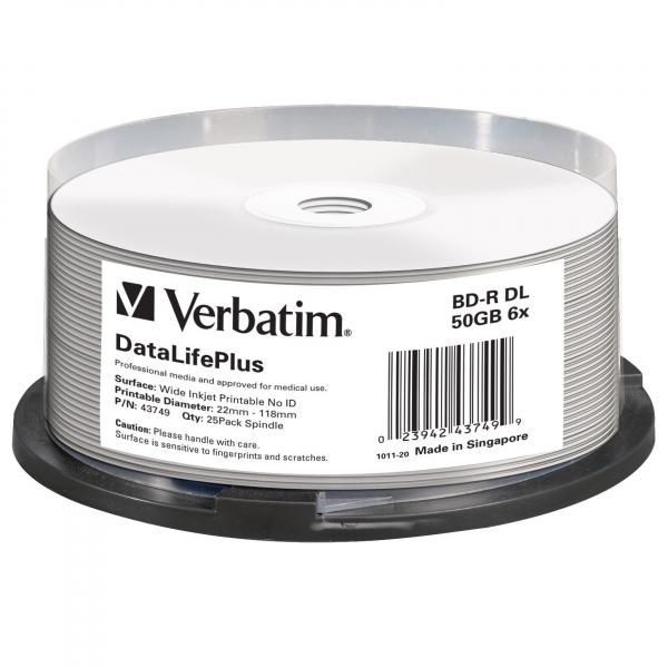 Verbatim BD R 50GB spindle 43749 6x 25 pack do archiwizacji danych