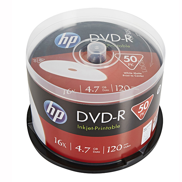 HP DVD R Printable DME00025WIP 3 4.7GB 16x spindle 50 pack 12cm do archiwizacji danych