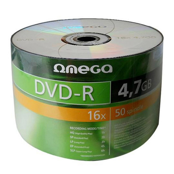 Omega DVD R OMD1650S 4.7GB 16x spindle 50 pack bez możliwości nadruku 12cm do archiwizacji danych