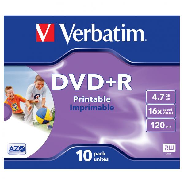 Verbatim DVD+R Wide Inkjet Printable ID Brand 43508 4.7GB 16x jewel box 10 pack 12cm do archiwizacji danych - obrazek 2