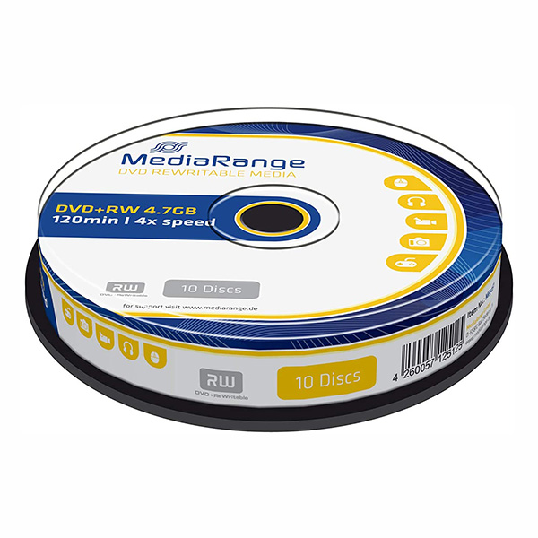 Mediarange DVD+RW Double Layer Gnkjet Printable MR451 4.7GB 4x cake box 10 pack bez możliwości nadruku 12cm do archiwizac