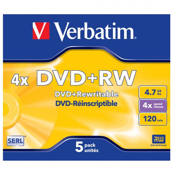 Verbatim DVD+RW Matt Silver 43229 4.7GB 4x jewel box 5 pack bez możliwości nadruku 12cm do archiwizacji danych - obrazek 2