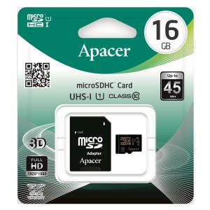 Apacer Karta pamięci Secure Digital Card U1 16GB micro SDHC AP16GMCSH10U1 R UHS I U1 Class 10 z adapterm