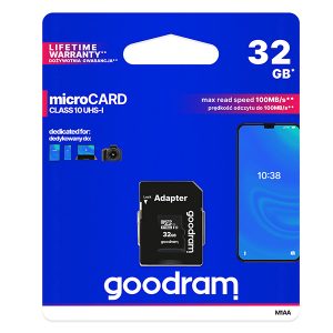 Goodram Karta pamięci Micro Secure Digital Card 32GB micro SDHC M1AA 0320R12 UHS I U1 Class 10 z adapterm