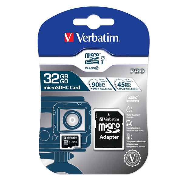 Verbatim Karta pamięci Micro Secure Digital Card Pro U3 32GB micro SDHC 47041 UHS I U3 Class 10 V30 z adapterm