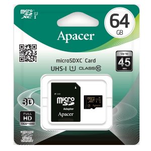 Apacer Karta pamięci Secure Digital Card U1 64GB micro SDXC AP64GMCSX10U1 R UHS I U1 Class 10 z adapterm