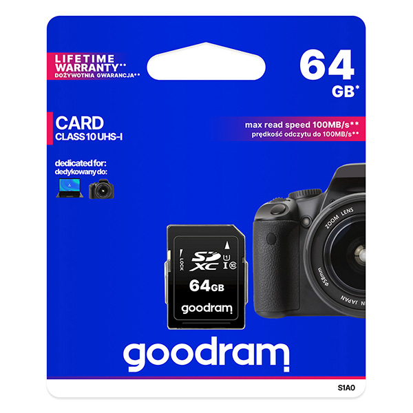 Goodram Karta pamięci Secure Digital Card 64GB SDXC S1A0 0640R12 UHS I U1 Class 10
