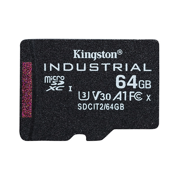 Kingston karta pamięci Industrial C10 64GB micro SDxc SDCIT2 64GB UHS I U3 Class 10 pSLC karta + adapter V30 A1 - obrazek 2