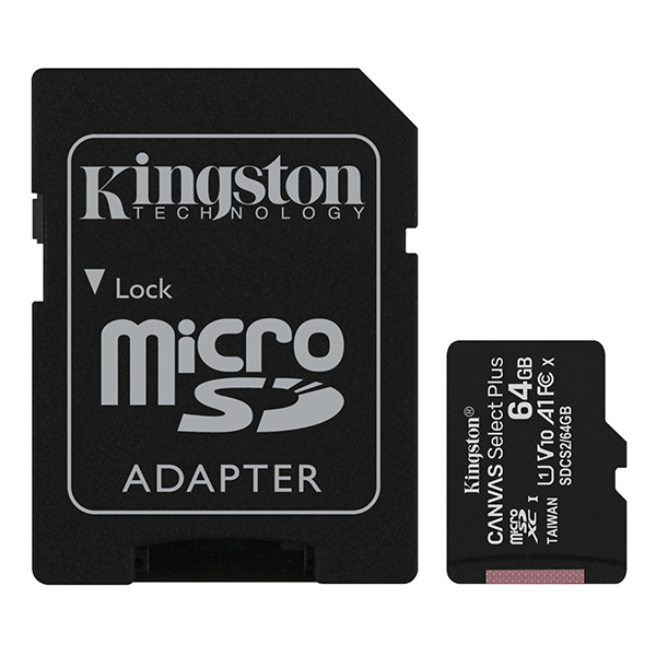 Kingston karta Canvas Select Plus 64GB micro SDXC SDCS2 64GB UHS I U1 Class 10 z adapterm A1