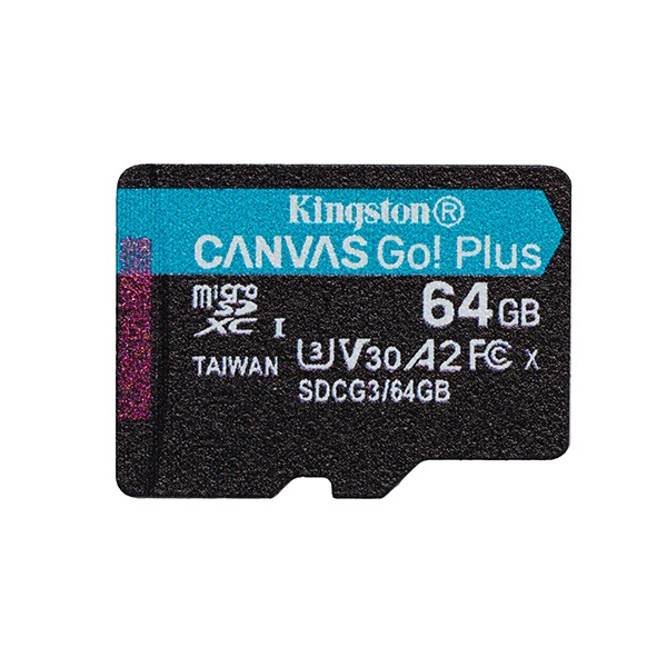 Kingston karta pamięci Canvas Go Plus 64GB micro SDXC SDCG3 64GBSP UHS I U3 A2 V30