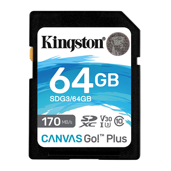 Kingston karta pamięci Canvas Go Plus 64GB SDXC SDG3 64GB UHS I U3 Class 10 V30
