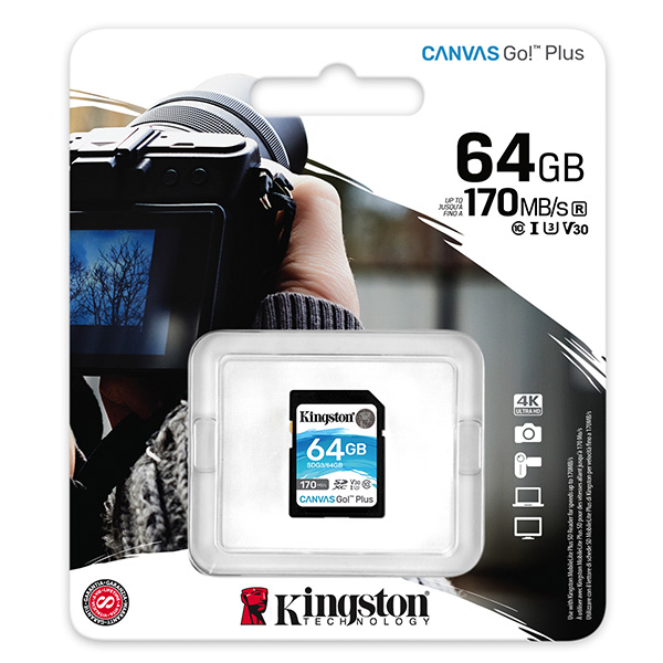 Kingston karta pamięci Canvas Go Plus 64GB SDXC SDG3 64GB UHS I U3 Class 10 V30 - obrazek 3