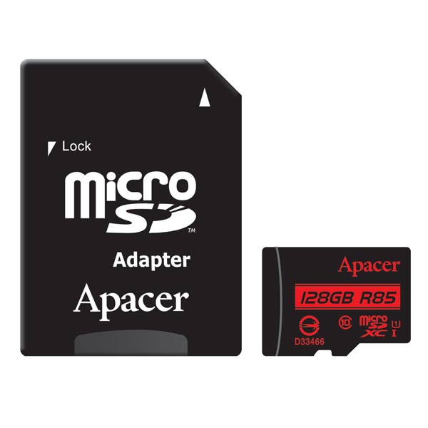 Apacer Karta pamięci Secure Digital Card V10 128GB micro SDXC AP128GMCSX10U5 R UHS I U1 Class 10 z adapterm