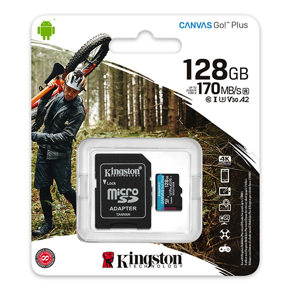 Kingston karta pamięci Canvas Go Plus 128GB micro SDXC SDCG3 128GB UHS I U3 z adapterm A2 V30 - obrazek 3