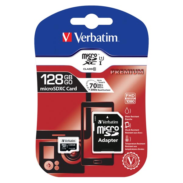 Verbatim Karta pamięci Micro Secure Digital Card Premium 128GB micro SDXC 44085 UHS I U1 Class 10 z adapterm