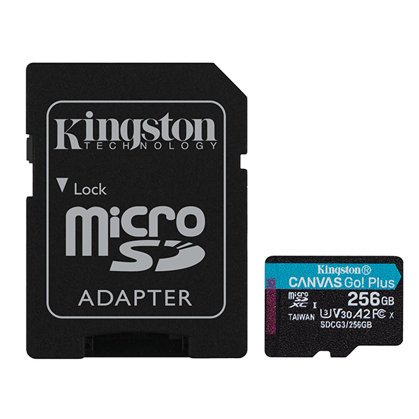 Kingston karta pamięci Canvas Go Plus 256GB micro SDXC SDCG3 256GB UHS I U3 z adapterm A2 V30