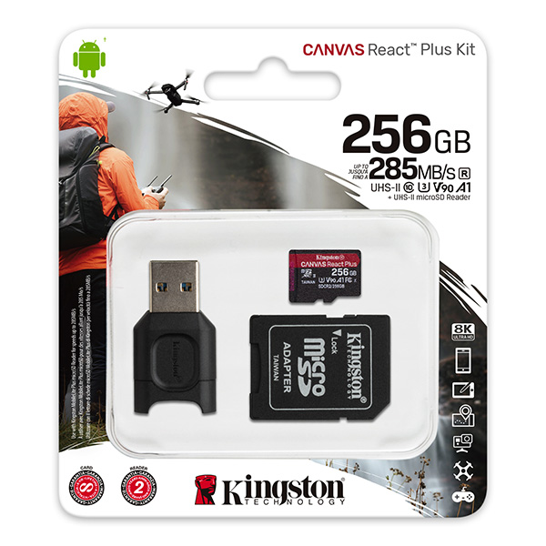 Kingston karta pamięci Canvas React Plus 256GB micro SDXC MLPMR2 256GB UHS II U3 z adapterm A1 V90 - obrazek 3