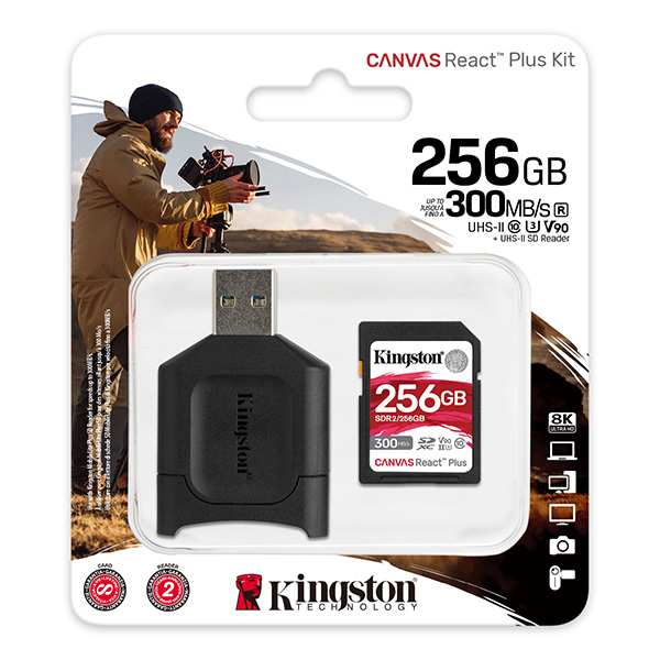 Kingston Karta pamięci Canvas React Plus V90 256GB SDXC MLPR2 256GB UHS II U3 zawiera czytnik MobileLite Plus SD Reader USB - obrazek 3