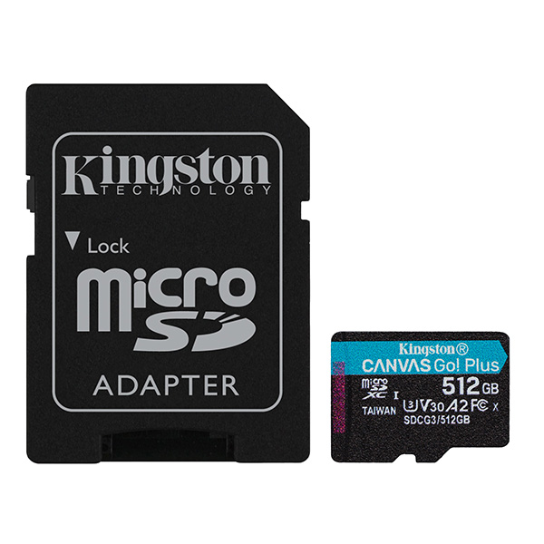 Kingston karta pamięci Canvas Go Plus 512GB micro SDXC SDCG3 512GB UHS I U3 z adapterm A2 V30
