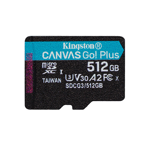 Kingston karta pamięci Canvas Go Plus 512GB micro SDXC SDCG3 2512GBSP UHS I U3 A2 V30