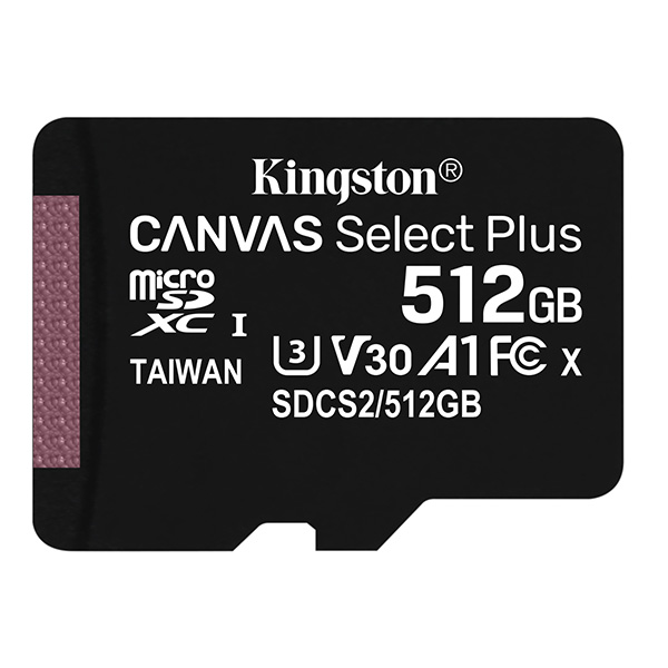 Kingston karta Canvas Select Plus 512GB micro SDXC SDCS2 512GBSP UHS I U1 Class 10 A1