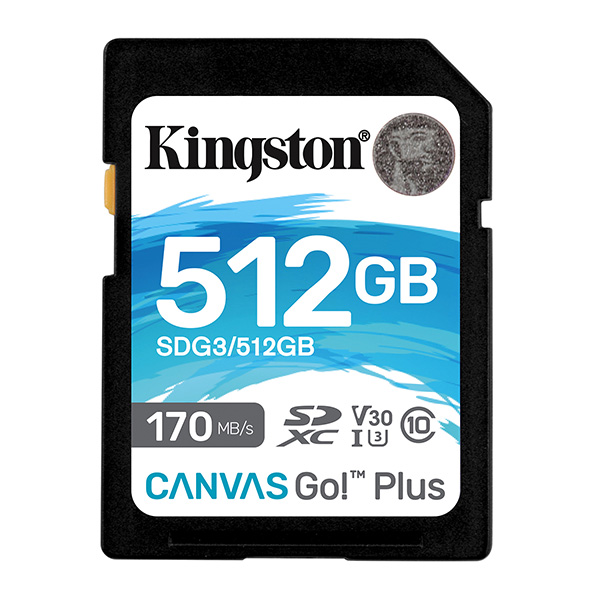 Kingston karta pamięci Canvas Go Plus 512GB SDXC SDG3 512GB UHS I U3 Class 10 A2 V30